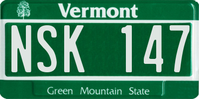 VT license plate NSK147