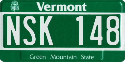 VT license plate NSK148