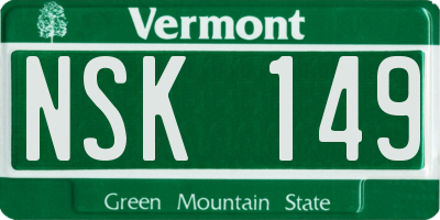 VT license plate NSK149