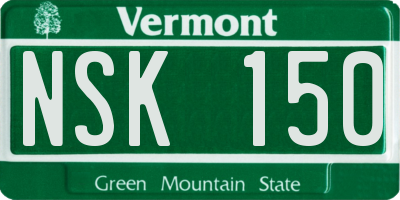 VT license plate NSK150