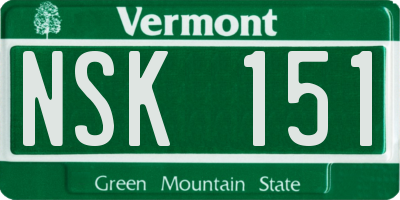 VT license plate NSK151
