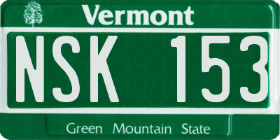VT license plate NSK153
