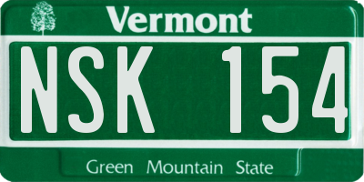 VT license plate NSK154