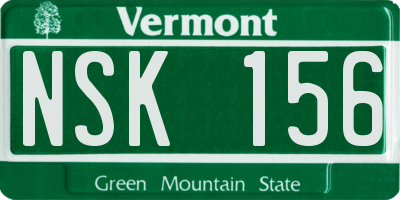VT license plate NSK156