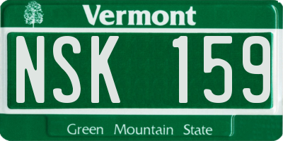VT license plate NSK159