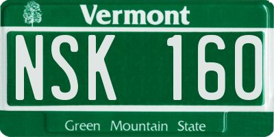 VT license plate NSK160