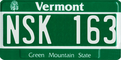 VT license plate NSK163