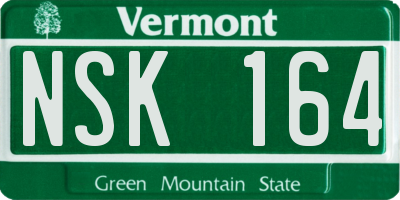 VT license plate NSK164