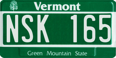 VT license plate NSK165