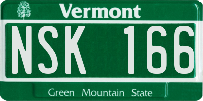 VT license plate NSK166