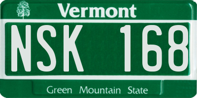 VT license plate NSK168