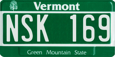 VT license plate NSK169