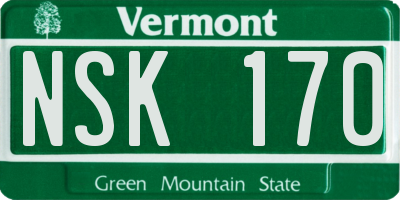VT license plate NSK170