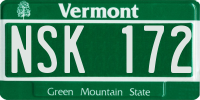 VT license plate NSK172