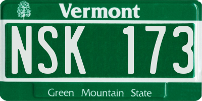 VT license plate NSK173