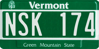 VT license plate NSK174