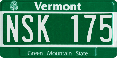 VT license plate NSK175