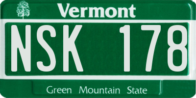 VT license plate NSK178