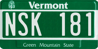 VT license plate NSK181