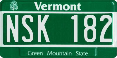 VT license plate NSK182