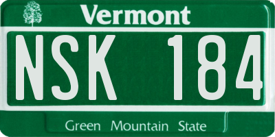 VT license plate NSK184