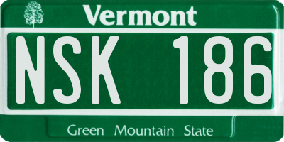 VT license plate NSK186