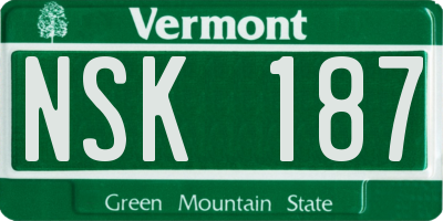 VT license plate NSK187