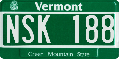 VT license plate NSK188