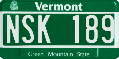 VT license plate NSK189