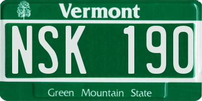 VT license plate NSK190