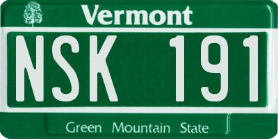 VT license plate NSK191