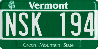 VT license plate NSK194