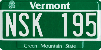 VT license plate NSK195