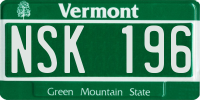 VT license plate NSK196
