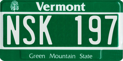 VT license plate NSK197