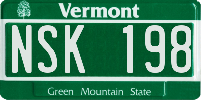 VT license plate NSK198