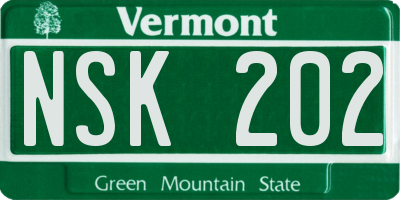 VT license plate NSK202
