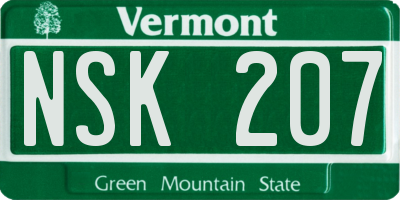 VT license plate NSK207