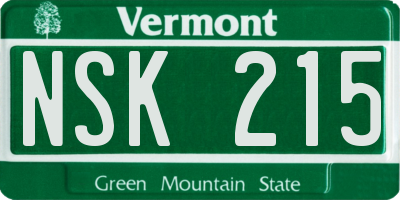 VT license plate NSK215