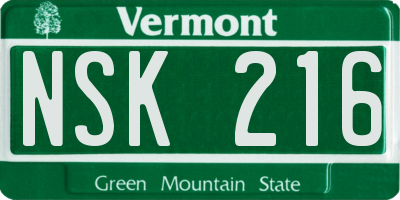 VT license plate NSK216