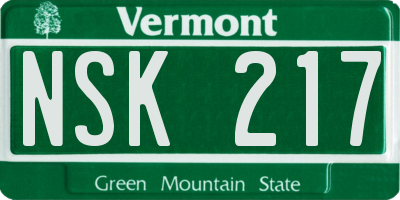 VT license plate NSK217