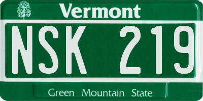 VT license plate NSK219