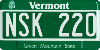 VT license plate NSK220