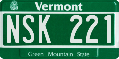 VT license plate NSK221
