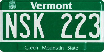 VT license plate NSK223