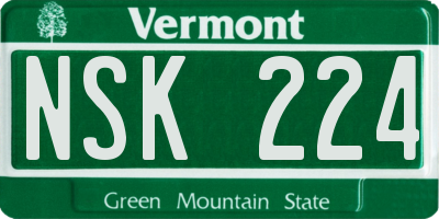 VT license plate NSK224
