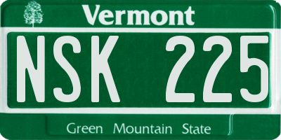 VT license plate NSK225