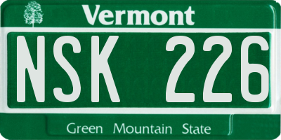 VT license plate NSK226