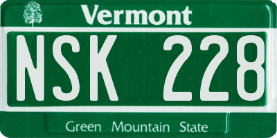 VT license plate NSK228