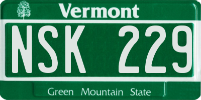 VT license plate NSK229